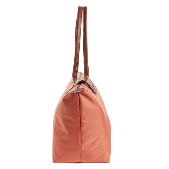 Longchamp Le Pliage Large Pink Canvas Tote Shoulder Bag NWT Foldable Leather - Picture 4 of 6